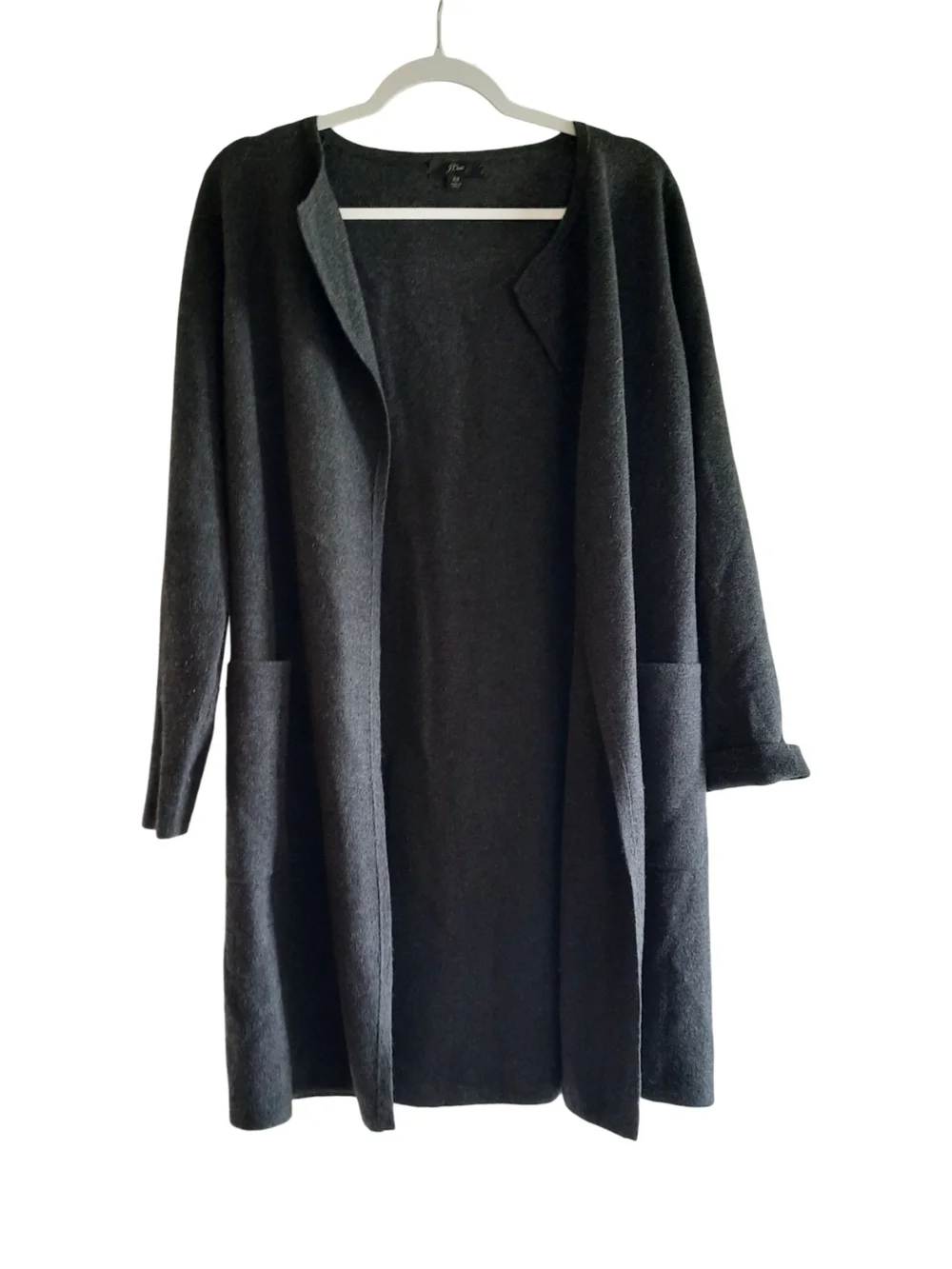 J. Crew Black Wool Blend Open-Front Long Cardigan